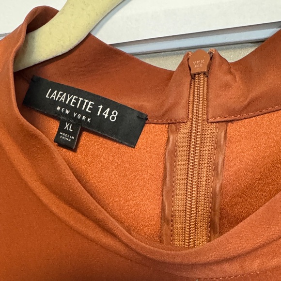 Lafayette 148 New York Rust Keyhole Blouse - Picture 2 of 7